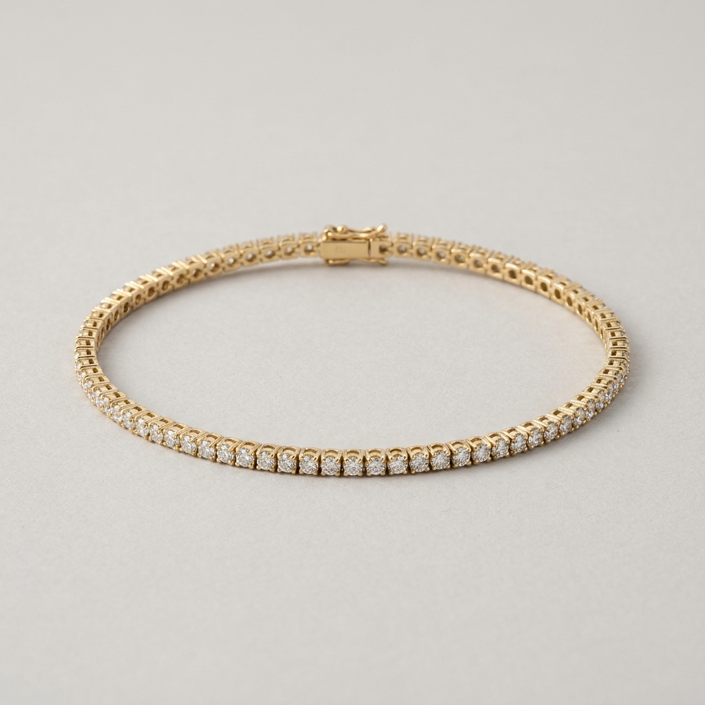 14K Yellow Gold Diamond Tennis Bracelet, 1.00 Carat Total Weight