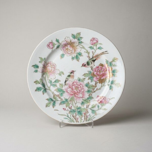 Artist-Signed Hand-Painted Famille Rose Porcelain Charger Plate