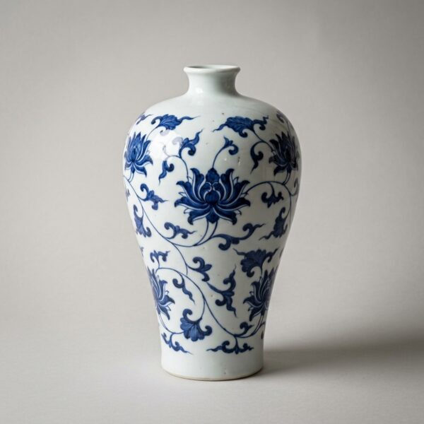 Artist-Signed Jingdezhen Hand-Painted Blue & White Porcelain Vase