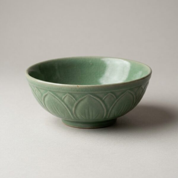 Artist-Signed Longquan Celadon Glazed Porcelain Bowl