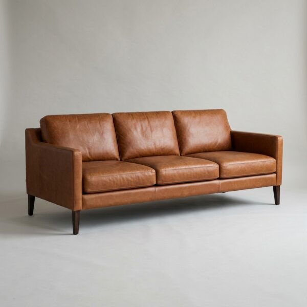 Three-Seater Top-Grain Leather Sofa